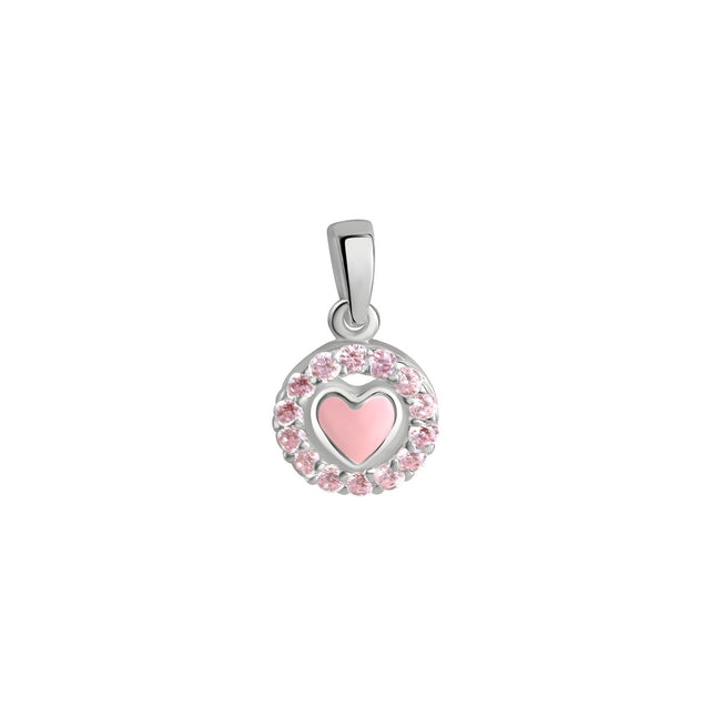 Anhänger 925 Sterling Silber rhodiniert Herz pink Zirkonia - Avrum