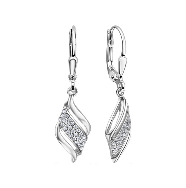 Ohrhänger 925 Sterling Silber rhodiniert Zirkonia - Avrum