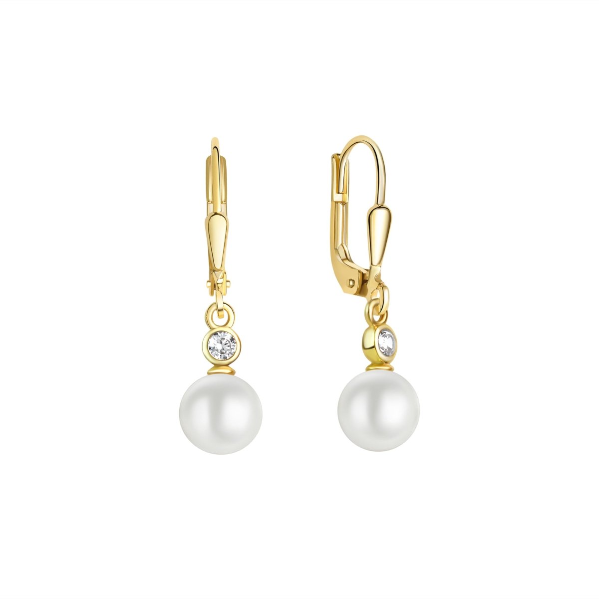 Ohrhänger 333 Gelbgold Zirkonia und Süßwasserzuchtperle - Avrum