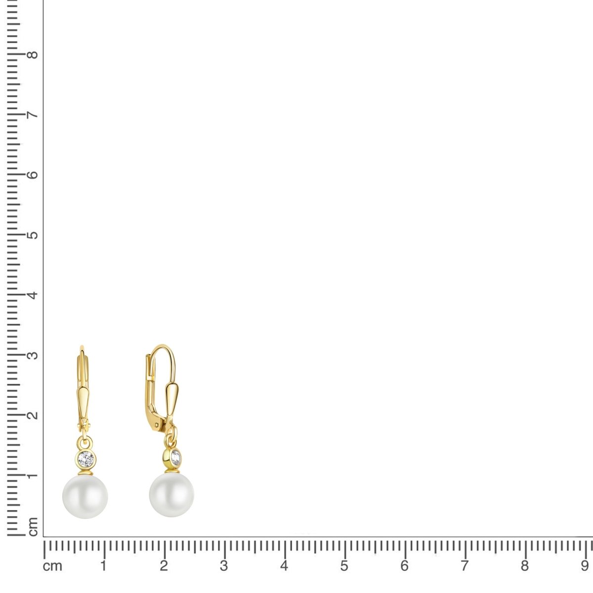 Ohrhänger 333 Gelbgold Zirkonia und Süßwasserzuchtperle - Avrum