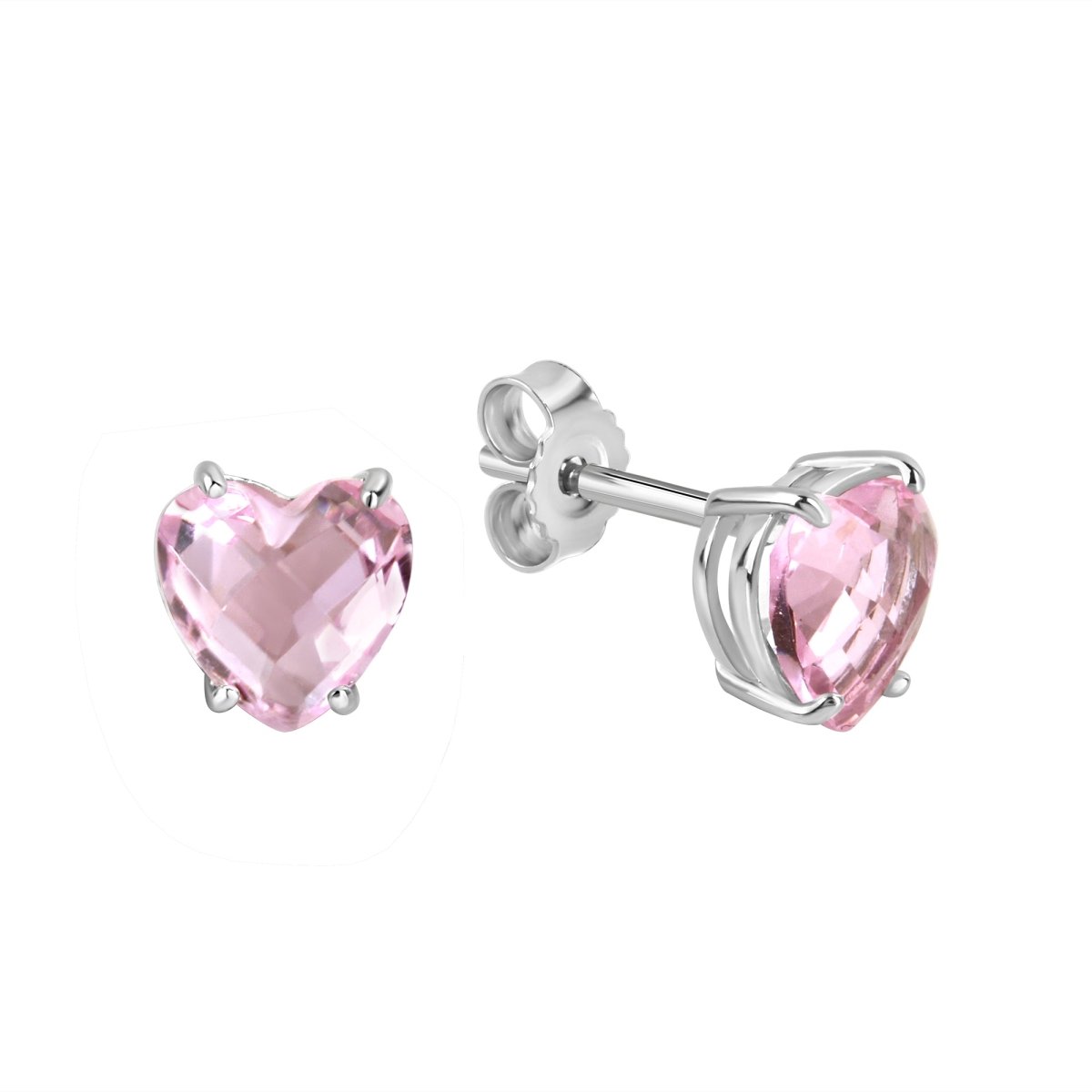 Ohrstecker 925 Sterling Silber rhodiniert Herz Glasstein - Avrum