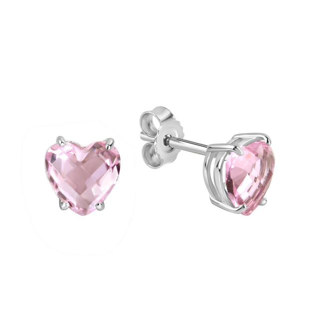 Ohrstecker 925 Sterling Silber rhodiniert Herz Glasstein - Avrum