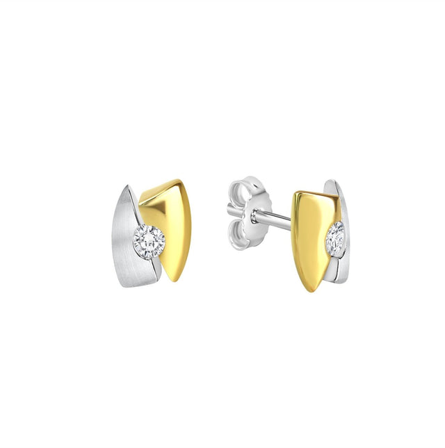 Ohrstecker 925 Sterling Silber rhodiniert teils vergoldet Zirkonia - Avrum
