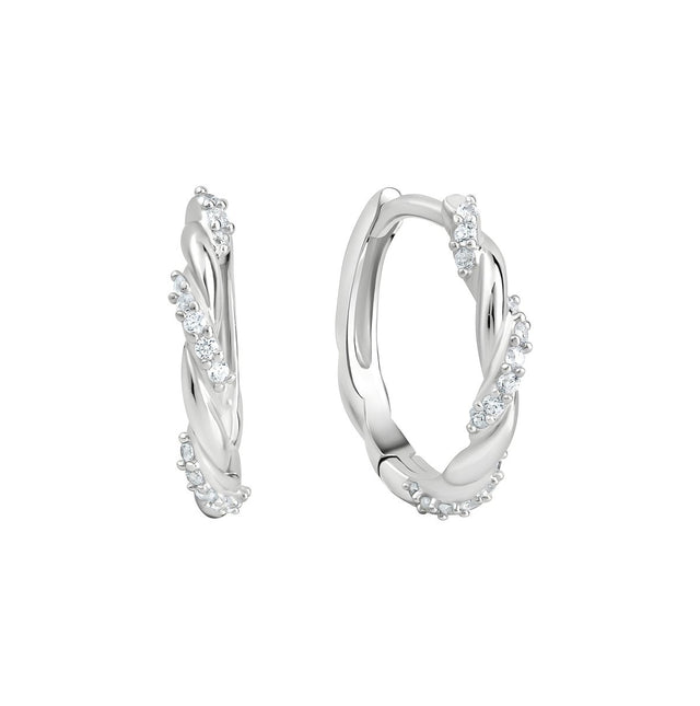 Creolen 925 Sterling Silber rhodiniert glanz Zirkonia - Avrum