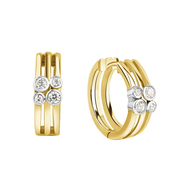 Creolen 925 Sterling Silber vergoldet Steinsitz rhodiniert Zirkonia - Avrum