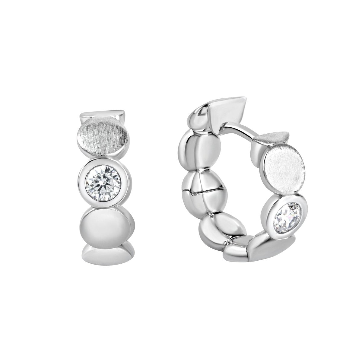 Creolen 925 Sterling Silber rhodiniert glanz/matt Zirkonia - Avrum