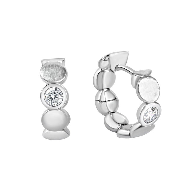 Creolen 925 Sterling Silber rhodiniert glanz/matt Zirkonia - Avrum