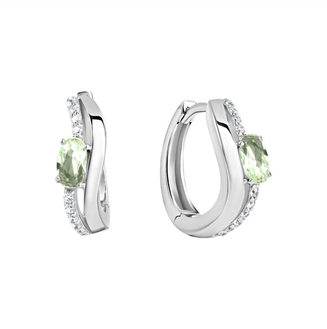 Creolen 925 Sterling Silber rhodiniert Glas mint - Avrum