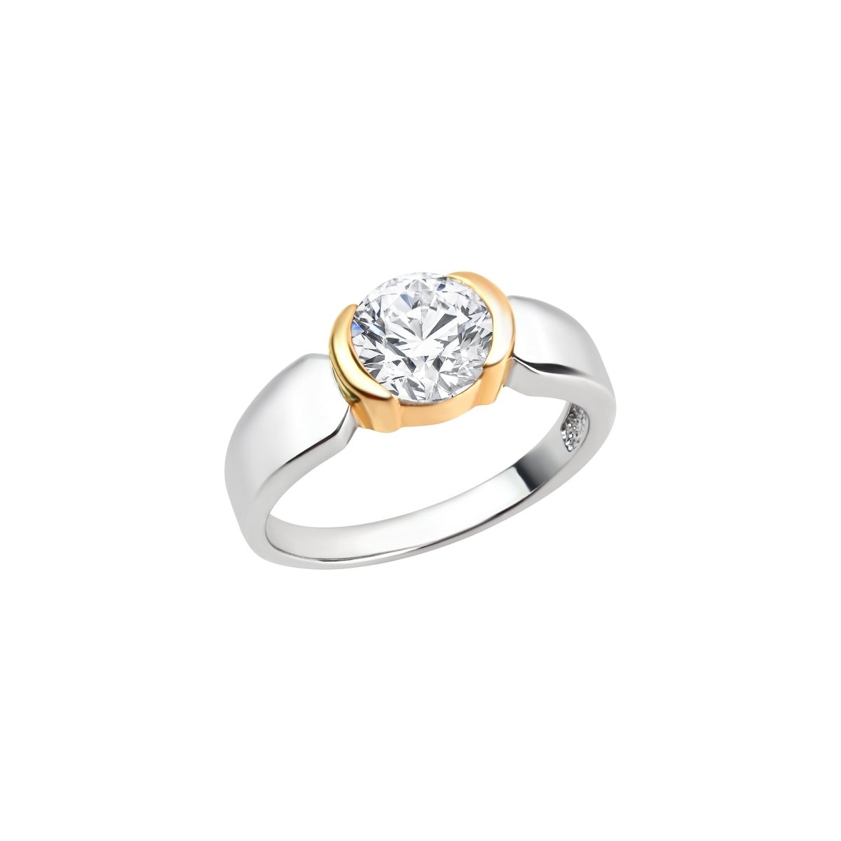 Ring 925 Sterling Silber rhodiniert bicolor Zirkonia - Avrum