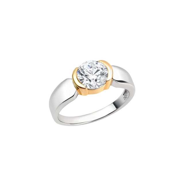 Ring 925 Sterling Silber rhodiniert bicolor Zirkonia - Avrum