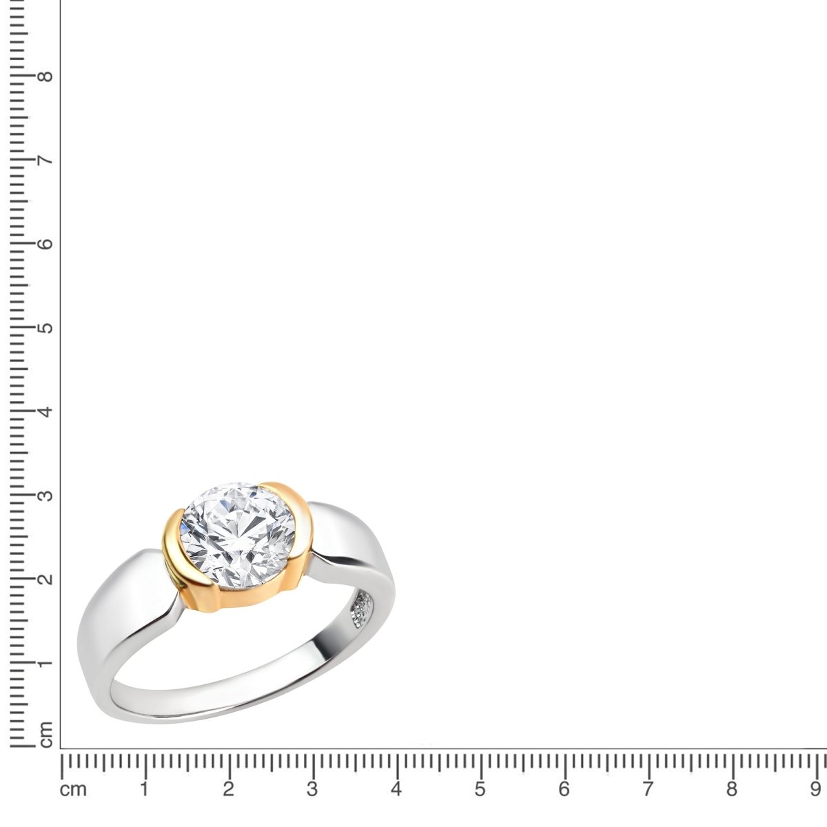 Ring 925 Sterling Silber rhodiniert bicolor Zirkonia - Avrum