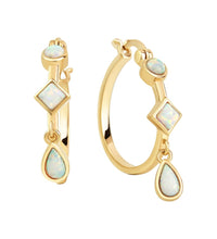 Creolen 925 Sterling Silber vergoldet synth. Opal - Avrum