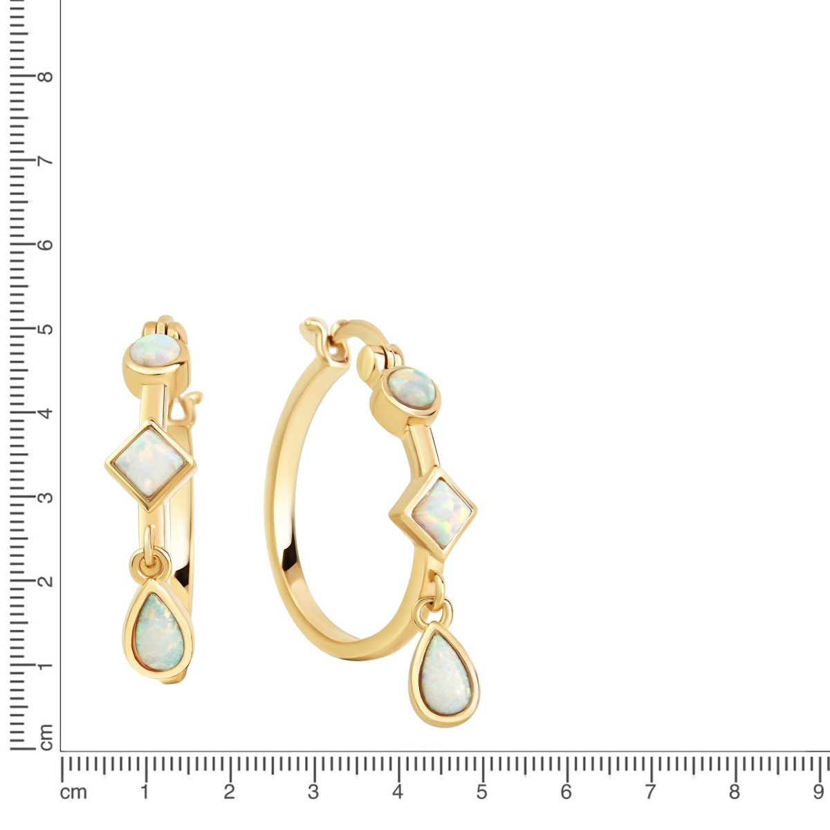 Creolen 925 Sterling Silber vergoldet synth. Opal - Avrum