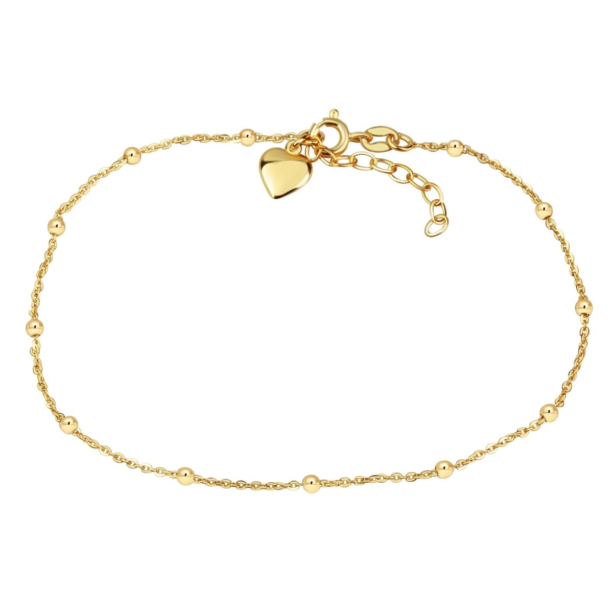 Fusskette 925 Sterling Silber rhodiniert Kugeln/Herz - Avrum