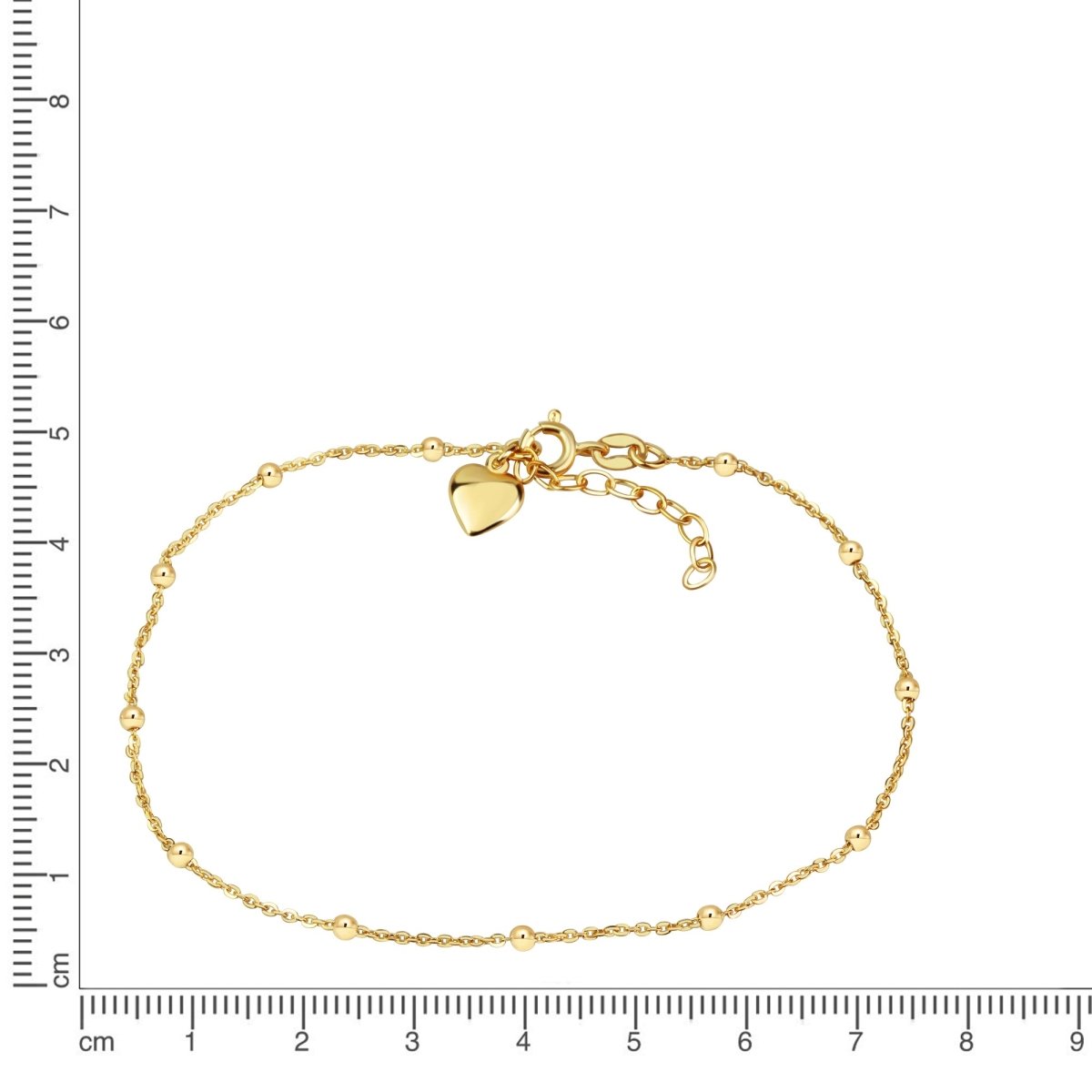 Fusskette 925 Sterling Silber rhodiniert Kugeln/Herz - Avrum