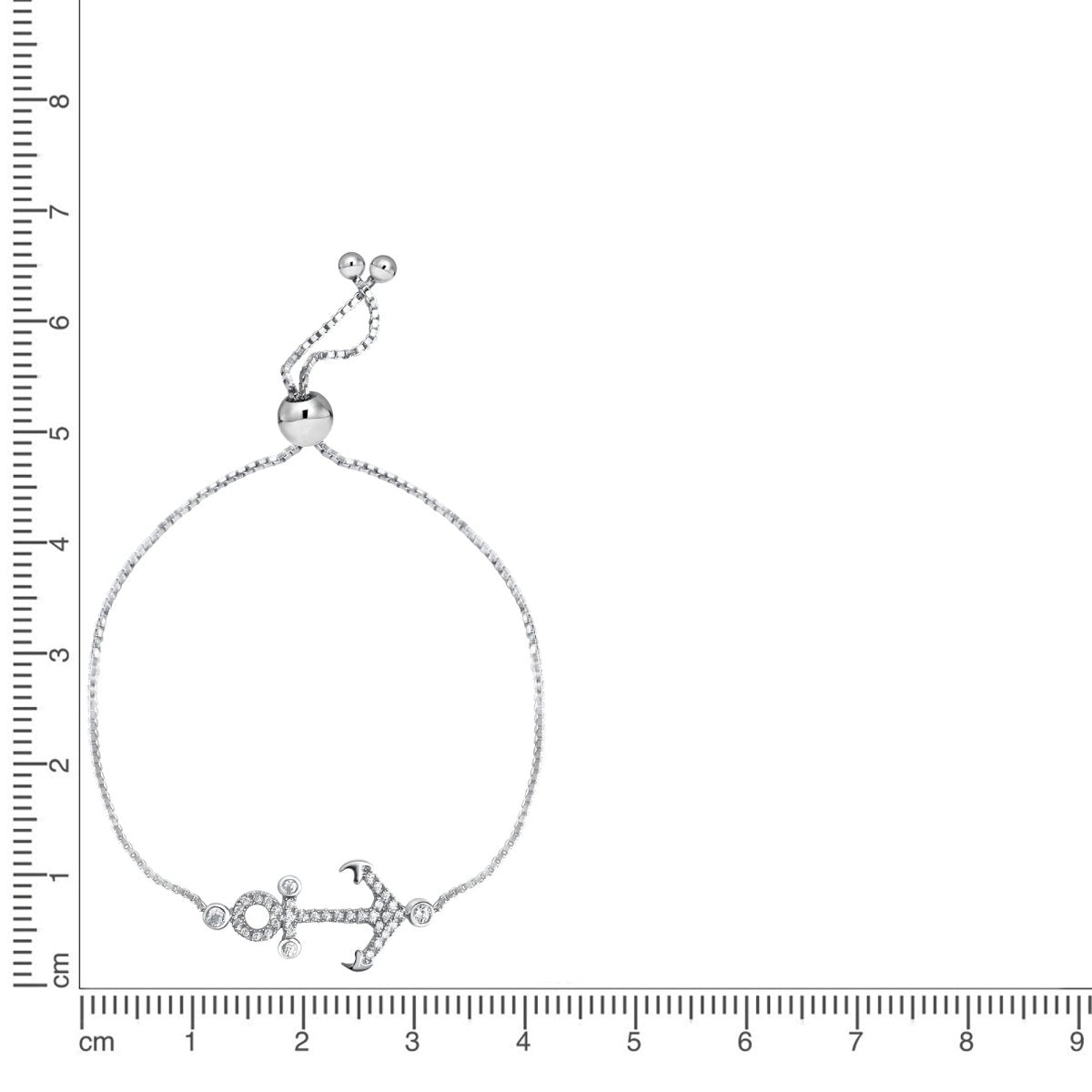 Armband 925 Sterling Silber rhodiniert Anker Zirkonia - Avrum