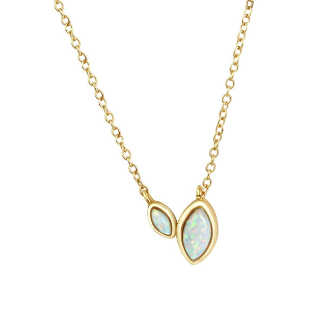 Kette 925 Sterling Silber vergoldet synth. Opal - Avrum