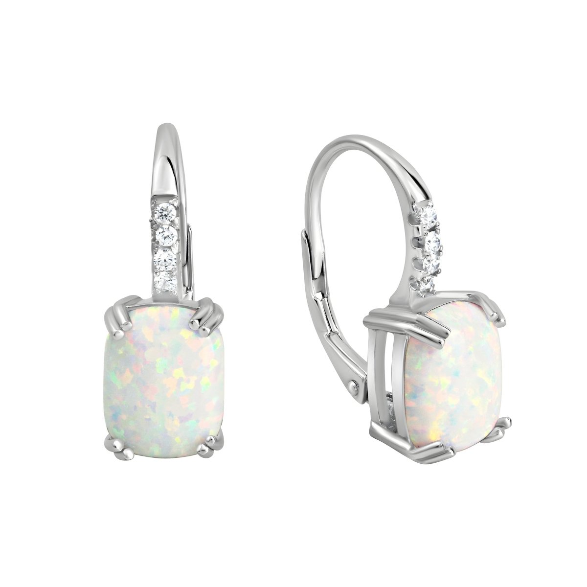 Ohrhänger 925 Sterling Silber rhodiniert synth. Opal und Zirkonia - Avrum