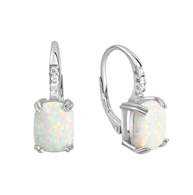 Ohrhänger 925 Sterling Silber rhodiniert synth. Opal und Zirkonia - Avrum