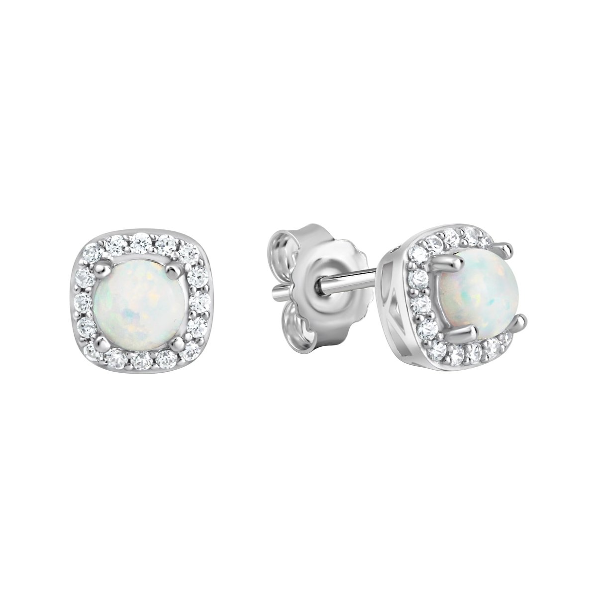 Ohrstecker 925 Sterling Silber rhodiniert synth. Opal und Zirkonia - Avrum