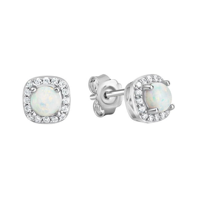 Ohrstecker 925 Sterling Silber rhodiniert synth. Opal und Zirkonia - Avrum