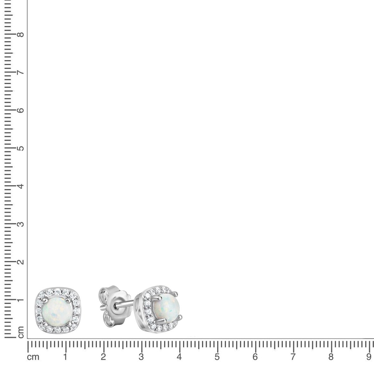 Ohrstecker 925 Sterling Silber rhodiniert synth. Opal und Zirkonia - Avrum