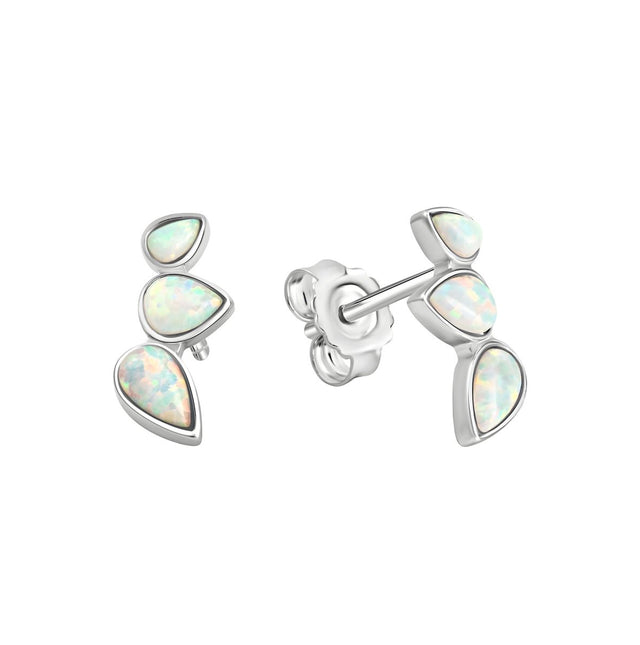 Ohrstecker 925 Sterling Silber rhodiniert synth. Opal - Avrum