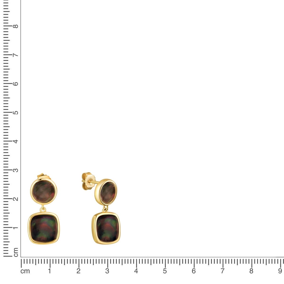 Ohrstecker 925 Sterling Silber vergoldet Perlmutt schwarz - Avrum