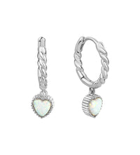 Creolen 925 Sterling Silber rhodiniert synth. Opal - Avrum