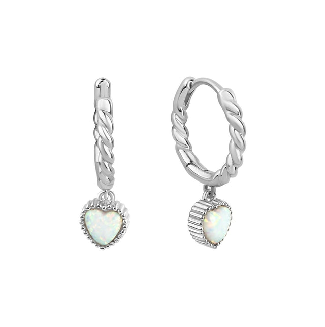 Creolen 925 Sterling Silber rhodiniert synth. Opal - Avrum