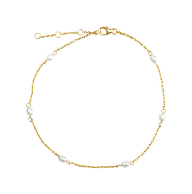 Fusskette 925 Sterling Silber vergoldet Perlen - Avrum