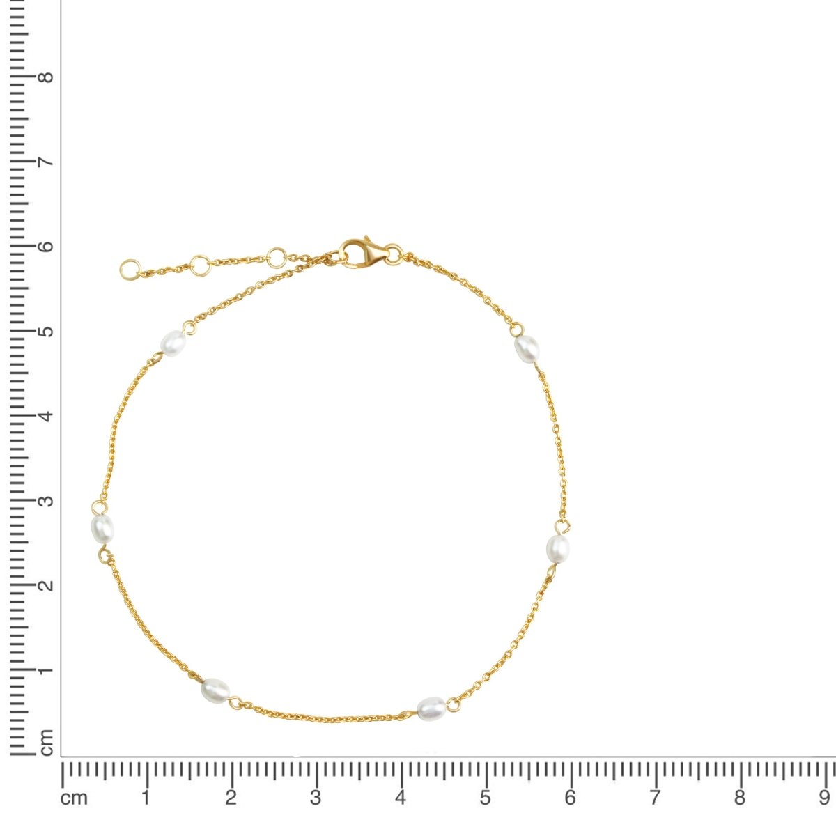 Fusskette 925 Sterling Silber vergoldet Perlen - Avrum