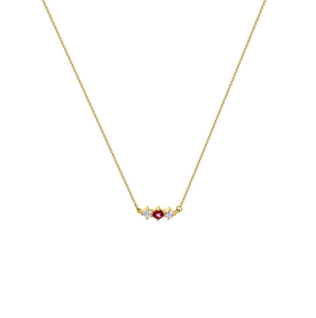Kette 375 Gelbgold Zirkonia und Pink Topas - Avrum