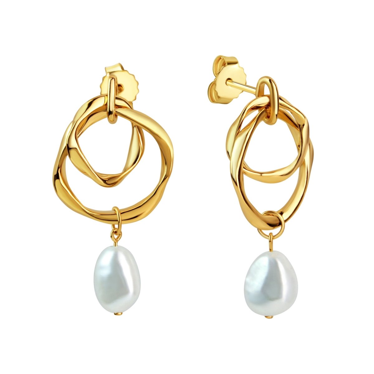 Ohrstecker 925 Sterling Silber vergoldet Süßwasserperle - Avrum