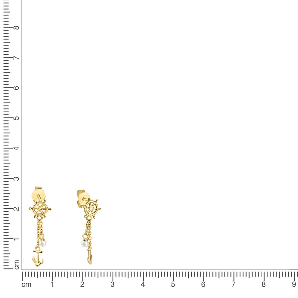 Ohrhänger 925 Sterling Silber vergoldet Anker und Rad mit Zirkonia - Avrum