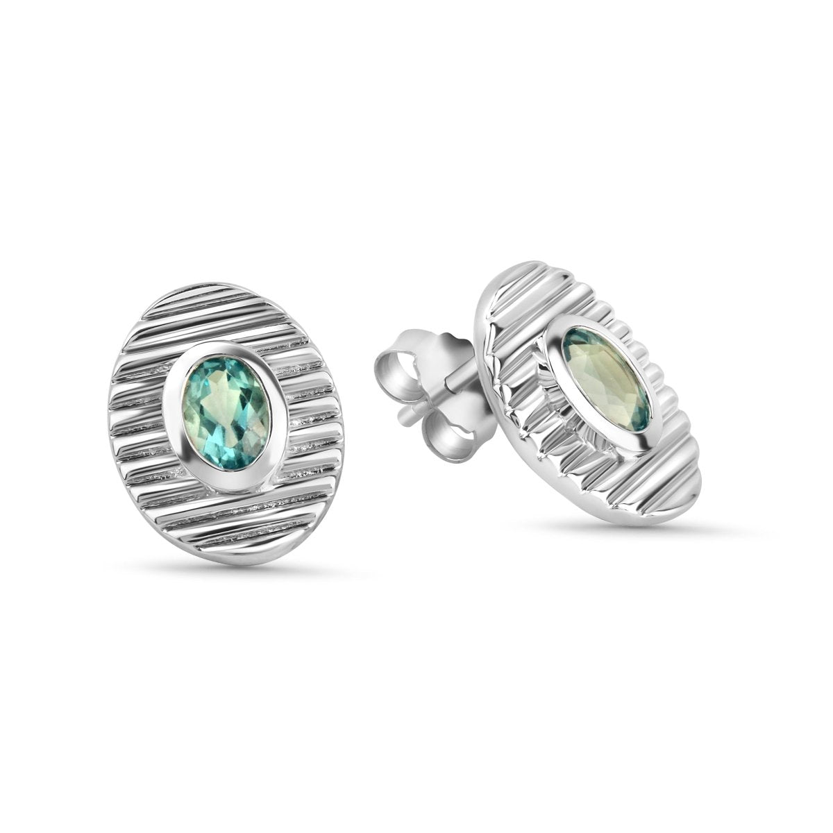 Ohrstecker 925 Sterling Silber rhodiniert Blautopas - Avrum