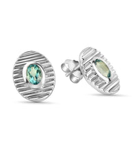 Ohrstecker 925 Sterling Silber rhodiniert Blautopas - Avrum