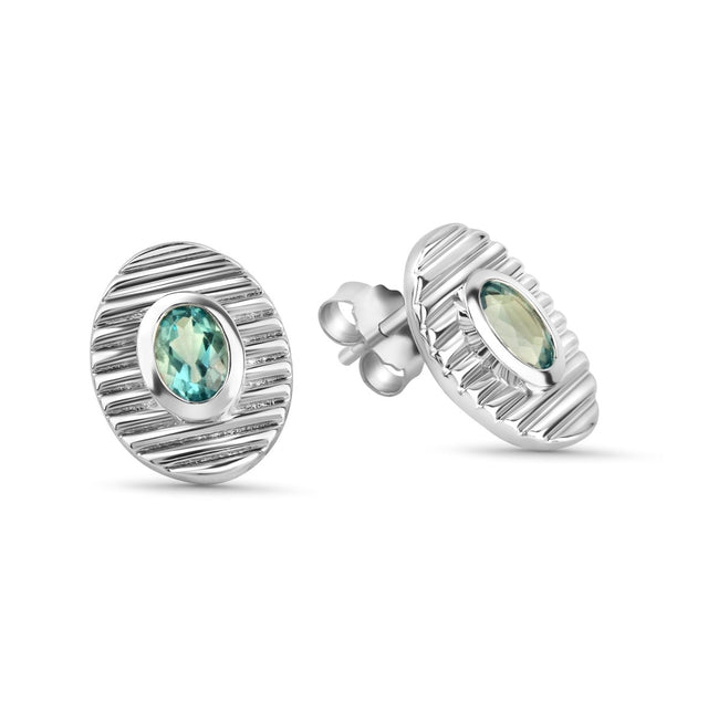 Ohrstecker 925 Sterling Silber rhodiniert Blautopas - Avrum