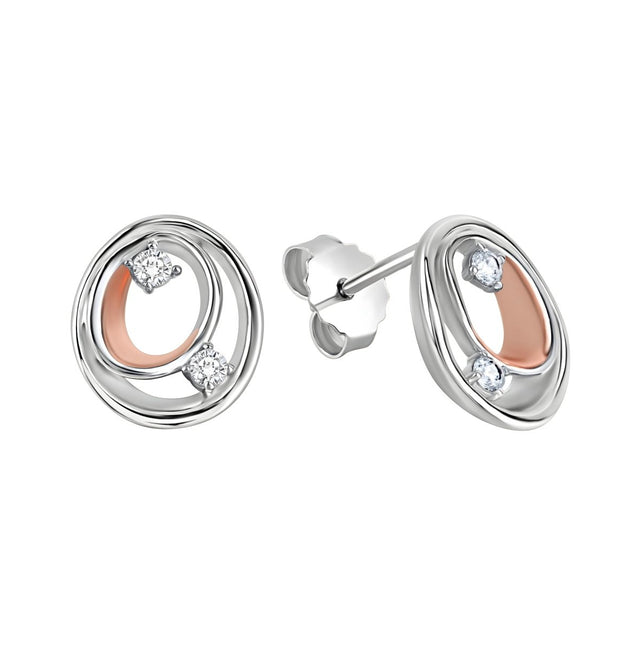 Ohrstecker 925 Sterling Silber rhodiniert und rosé vergoldet Zirkonia - Avrum