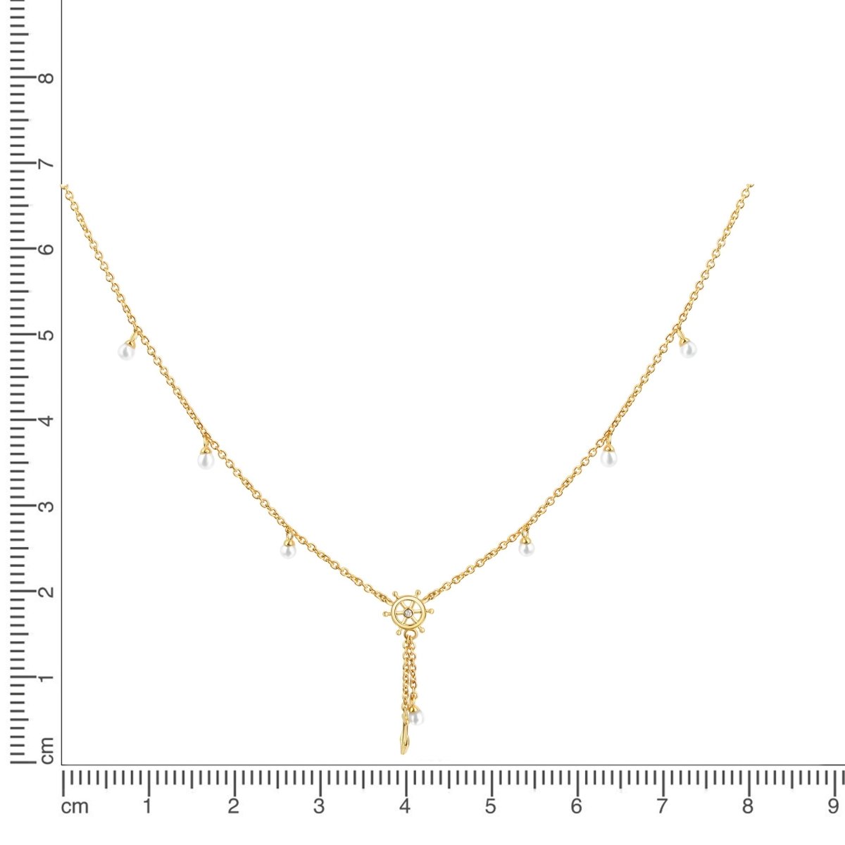 Kette 925 Sterling Silber vergoldet Perle und Zirkonia - Avrum