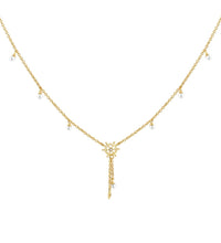 Kette 925 Sterling Silber vergoldet Perle und Zirkonia - Avrum