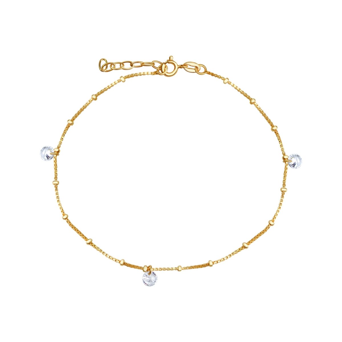 Fußkette 925 Silber rhodiniert Zirkonia weiß - Avrum