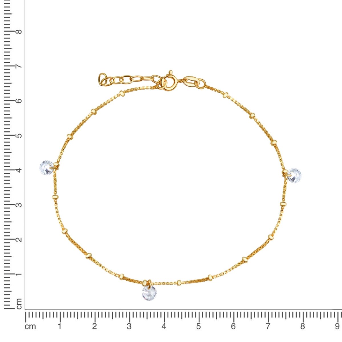 Fußkette 925 Silber rhodiniert Zirkonia weiß - Avrum