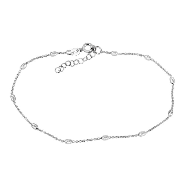 Fusskette 925 Sterling Silber rhodiniert mit Walzen - Avrum