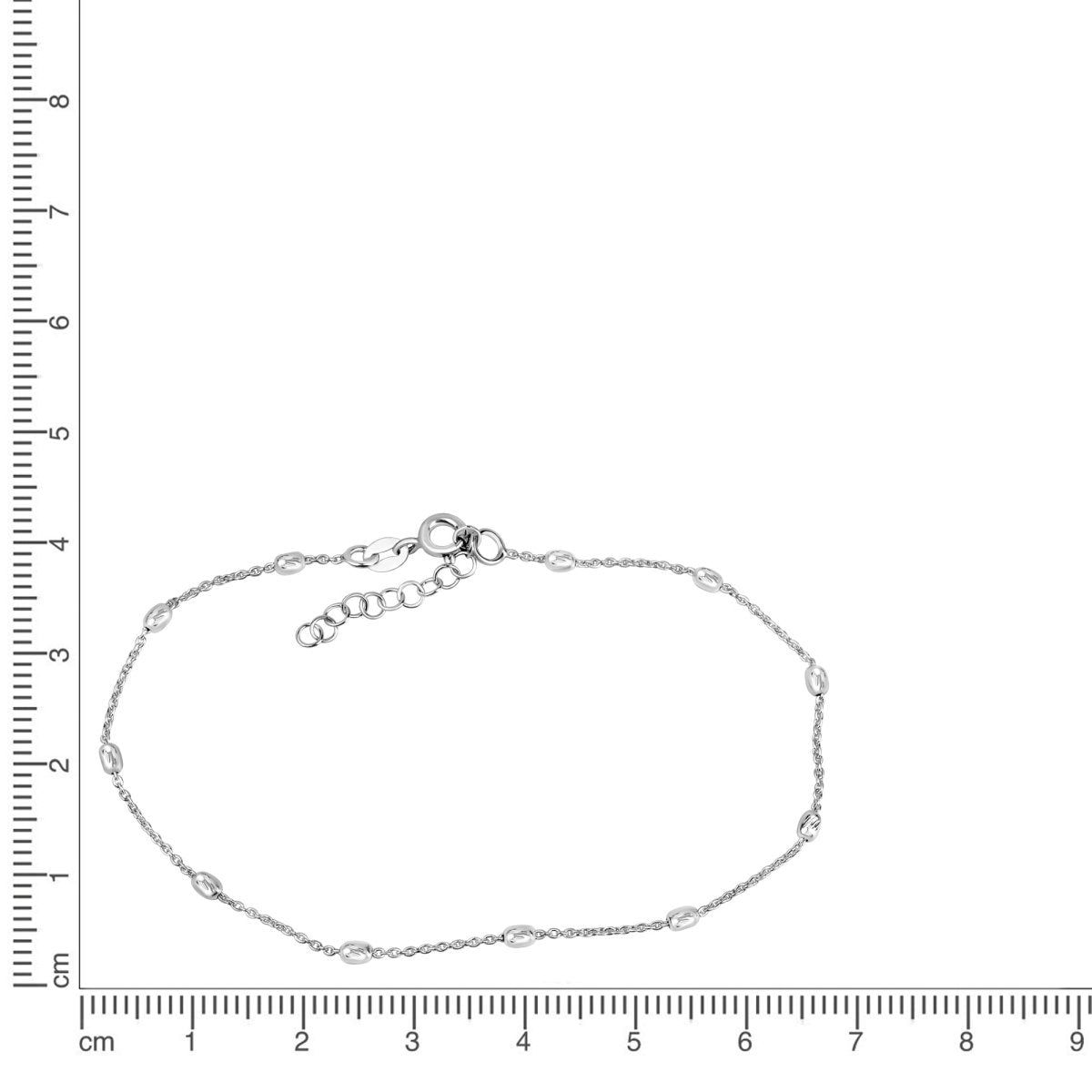 Fusskette 925 Sterling Silber rhodiniert mit Walzen - Avrum