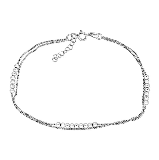 Fusskette 925 Sterling Silber rhodiniert 2.rhg. - Avrum