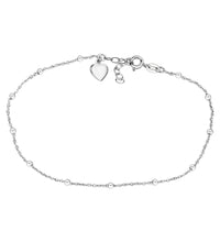 Fusskette 925 Sterling Silber rhodiniert Kugeln/Herz - Avrum