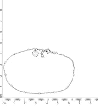 Fusskette 925 Sterling Silber rhodiniert Kugeln/Herz - Avrum
