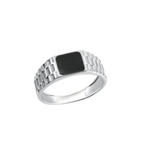 Ring 925 Sterling Silber rhodiniert Lack schwarz - Avrum