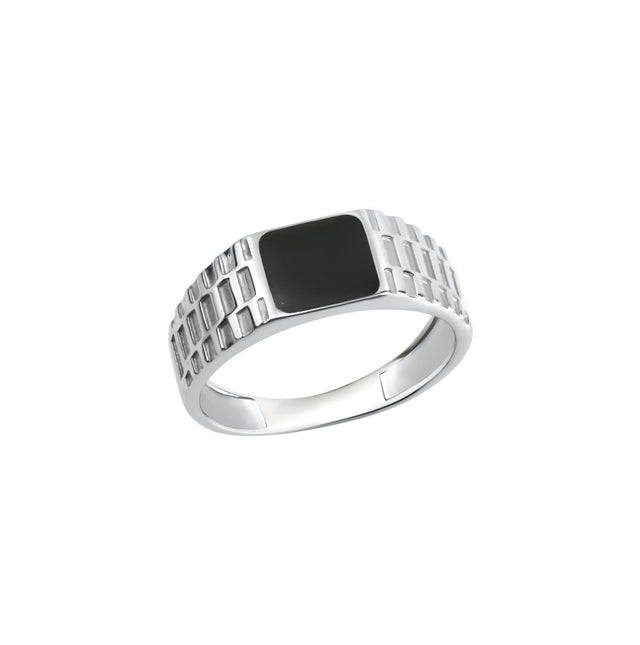 Ring 925 Sterling Silber rhodiniert Lack schwarz - Avrum